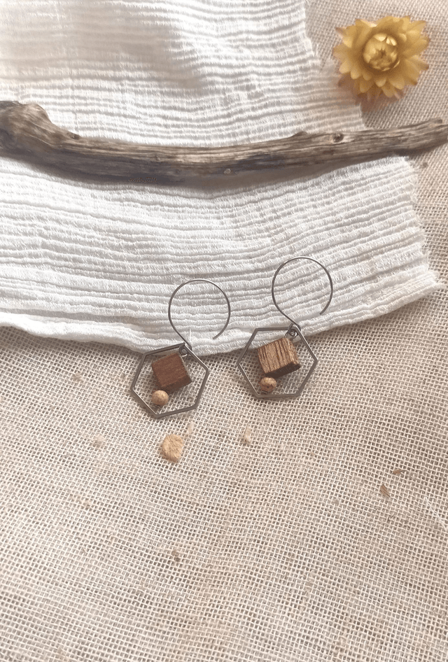 Boucles d'oreilles hexagone
