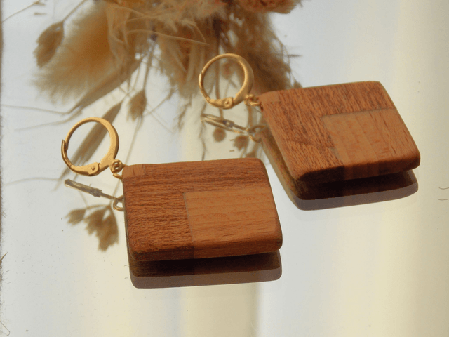 Boucles d'oreilles élégance carré | Fait main en Isère
