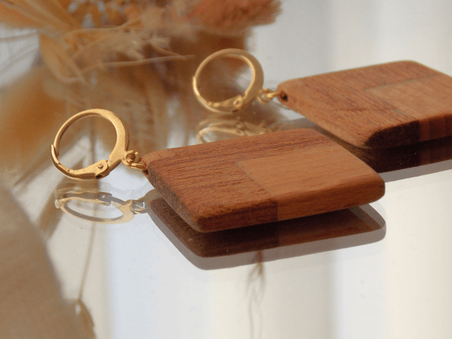 Boucles d'oreilles élégance carré | Fait main en Isère