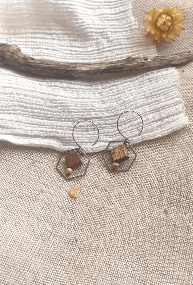 Boucles d&#039;oreilles hexagone